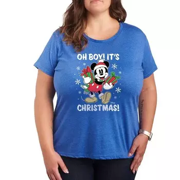 Футболка Disney's Mickey Mouse Plus Oh Boy It's Christmas с рисунком, цвет Heather Royal Blue