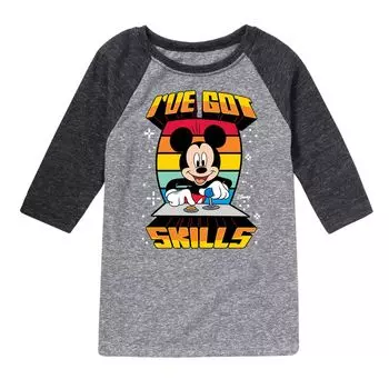 Футболка Disney's Mickey Mouse с рисунком реглан для мальчиков 8–20 лет Got Skills Licensed Character
