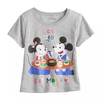 Футболка Disney с Микки и Минни Маус для девочек 7–16 лет, которые едят вместе Licensed Character