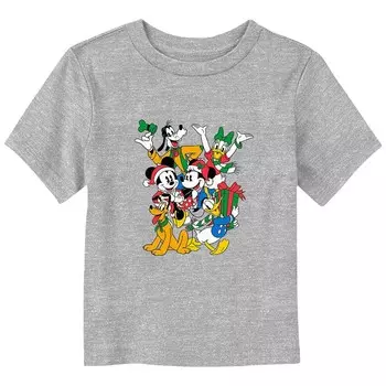 Футболка Disney's «Микки Маус и друзья» для маленьких мальчиков с рисунком «Рождественский сбор», цвет Athletic Heather