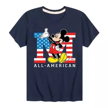Футболка Disney с Микки Маусом для мальчиков 8–20 лет с полностью американским рисунком Disney, синий