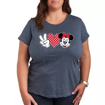 Футболка Disney's Minnie Mouse Plus Peace Love с рисунком, цвет Heather Blue