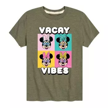 Футболка Disney's Minnie Mouse с графическим рисунком для мальчиков 8–20 лет Vacay Vibes Disney, зеленый