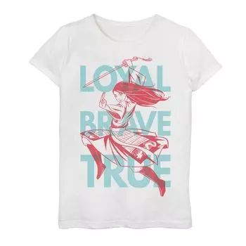 Футболка Disney's Mulan Girls 7–16 Live Action Loyal Brave с графическим наложением текста в формате True Text Disney