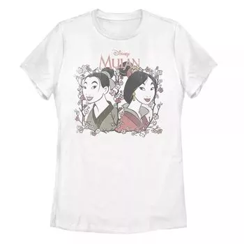 Футболка Disney's Mulan Juniors Reflection с цветочным портретом и портретом Licensed Character