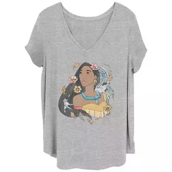 Футболка Disney's Pocahontas Juniors Plus Dreamcatcher с v-образным вырезом и графическим рисунком акварели Disney