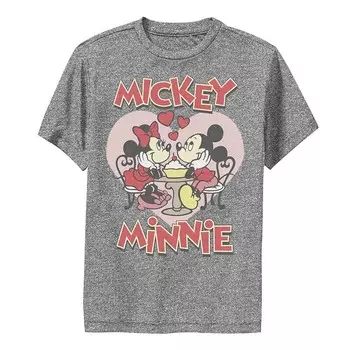Футболка Disney's с изображением Микки и Минни для мальчиков 8–20 сердечек Licensed Character, цвет Charcoal Heather
