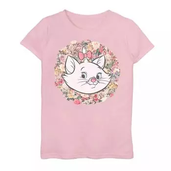Футболка Disney's The Aristocats для девочек 7–16 лет Marie с цветочным портретом и рисунком Disney
