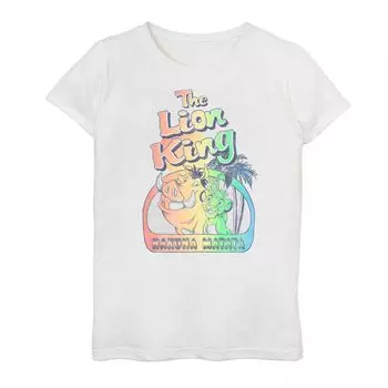 Футболка Disney's The Lion King для девочек 7–16 лет с изображением Радуги Hakuna Matata Friends в стиле ретро Disney