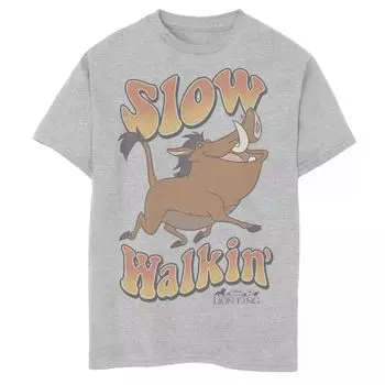 Футболка Disney's The Lion King для мальчиков 8–20 лет с изображением Пумбы и медленной ходьбы с портретом и логотипом Disney