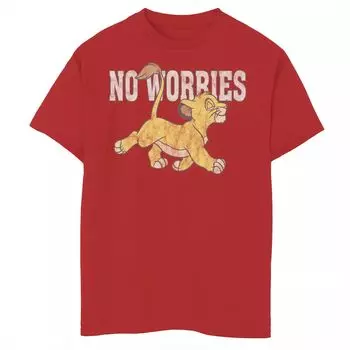 Футболка Disney's The Lion King для мальчиков 8–20 лет «Симба, не беспокойся» с простой графикой Disney, красный