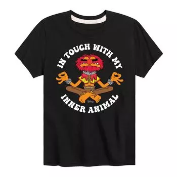 Футболка Disney's The Muppets Animal для мальчиков 8–20 лет с рисунком животных внутри Disney, черный