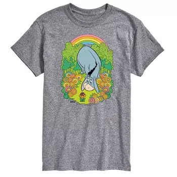 Футболка Disney's Winnie the Pooh Big & Tall Eeyore с радужным цветком Licensed Character, серый