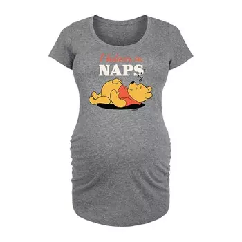 Футболка Disney's Winnie the Pooh Maternity I Believe In Naps с рисунком, цвет Heather Gray