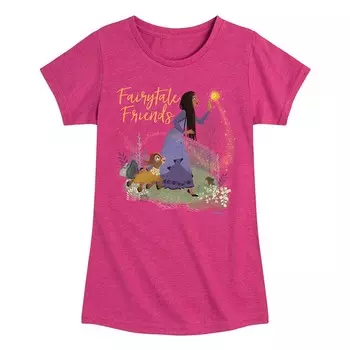 Футболка Disney's Wish Asha, Valentino & Star Girls с рисунком «Сказочные друзья» 7–16 лет Licensed Character, цвет Heather Pink