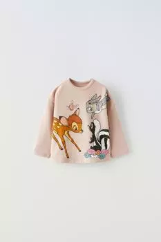 Футболка disney софт-тач с флоком ZARA, пыльно-розовый