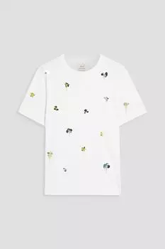 Футболка Ditsy Paillette Bre с декором из хлопкового джерси CINQ SEPT, белый