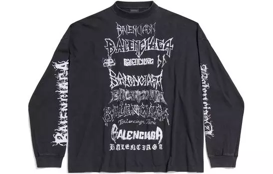 Футболка Diy Metal с длинным рукавом, средняя посадка Balenciaga, черный