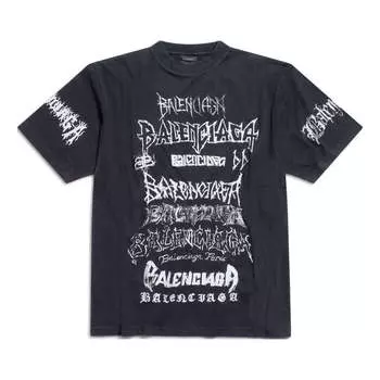 Футболка diy metal t-shirt 'black white' Balenciaga, черный