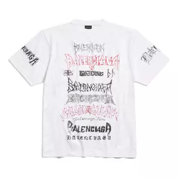 Футболка diy metal t-shirt 'white black red' Balenciaga, белый