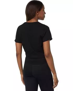 Футболка DKNY Metallic Logo Boxy Knotted Tee, черный/серебряный