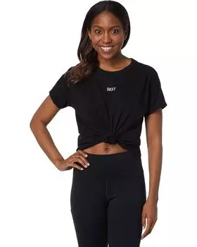 Футболка DKNY Metallic Logo Boxy Knotted Tee, цвет Black/Silver