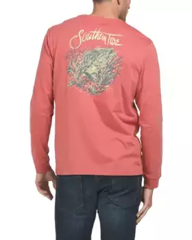 Футболка для баса с длинными рукавами и волнорезом Southern Tide, коралловый