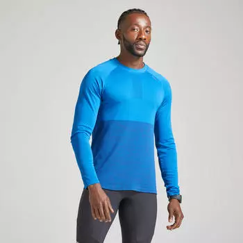 Футболка для бега с длинными рукавами дышащая Kiprun Care мужская королевская синяя, синий/синий космос