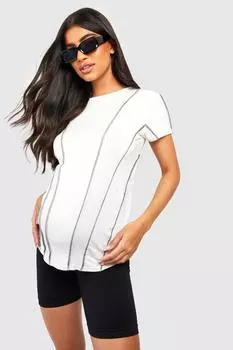 Футболка для беременной с контрастными швами Boohoo, белый