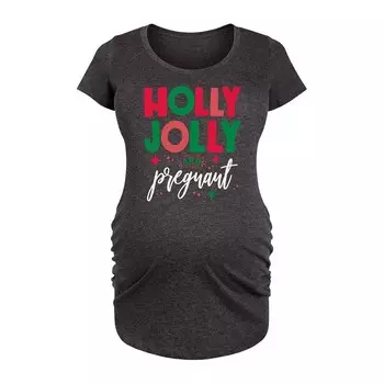 Футболка для беременных Holly Jolly и беременных с рисунком Licensed Character, цвет Charcoal Gray