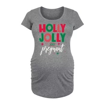 Футболка для беременных Holly Jolly и беременных с рисунком Licensed Character, цвет Heather Gray