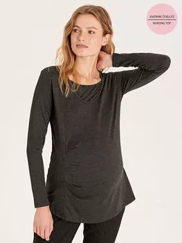 Футболка для беременных из вискозы с изображением грудного вскармливания LC Waikiki Maternity