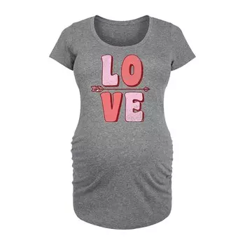 Футболка для беременных с рисунком Love And Arrow в стиле ретро Licensed Character, цвет Heather Gray