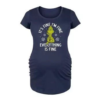 Футболка для беременных The Grinch It's Fine I'm Fine с рисунком Licensed Character, темно-синий