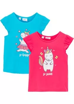Футболка для девочек (2 шт) из натурального хлопка Bpc Bonprix Collection, розовый