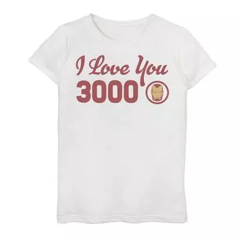 Футболка для девочек 7–16 лет с надписью «I Love You 3000» «Marvel Avengers Endgame Iron Man» Licensed Character, белый