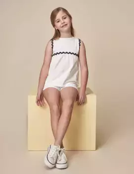 Футболка для девочек без рукавов с контрастной лентой Gocco, белый