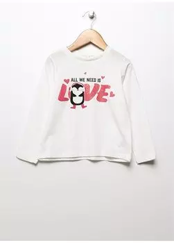 Футболка для девочек цвета экрю с принтом 22FWG-64 Mammaramma, экрю