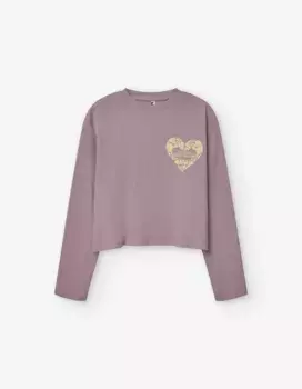 Футболка для девочек из 100% хлопка с надписью на спине Losan, фиолетовый