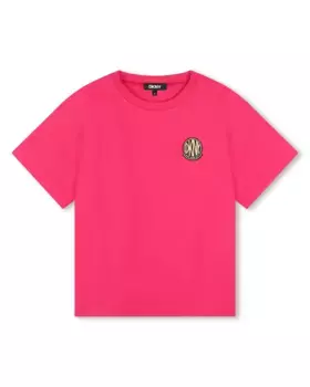 Футболка для девочек из 100% хлопка с короткими рукавами DKNY, розовый