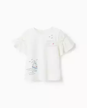 Футболка для девочек из 100% хлопка с принтом спереди Zippy, бежевый