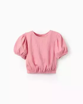 Футболка для девочек из фактурной ткани с короткими рукавами Zippy, цвет Rosa