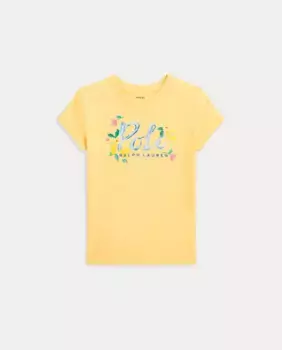 Футболка для девочек из хлопка с логотипом Polo Ralph Lauren, желтый