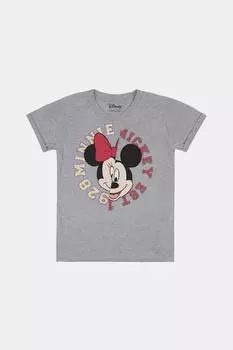Футболка для девочек из колледжа с Микки и Минни Маус Disney, серый