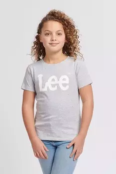 Футболка для девочек классического кроя с графическим принтом Lee, серый