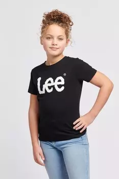Футболка для девочек классического кроя с графическим принтом Lee, черный