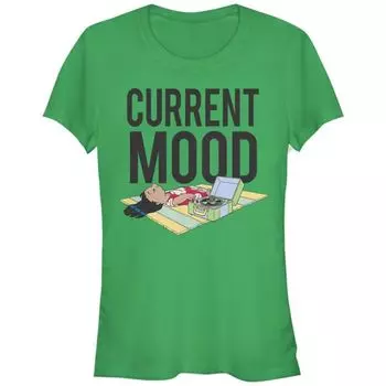 Футболка для девочек Lilo & Stitch с принтом "Настроение" Disney, цвет kelly