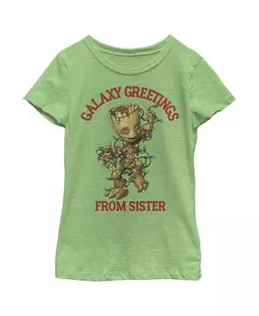 Футболка для девочек «Рождество Groot Galaxy Greetings Sister Child» Marvel