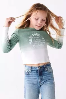 Футболка для девочек с эффектом омбре River Island, зеленый