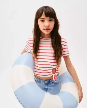 Футболка для девочек с боковой деталью Kids El Corte Ingls, красный